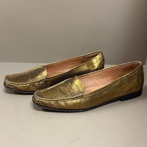 VTG Marc Alpert Gold Real Snakeskin Leather Penny Loafers. Amazing.